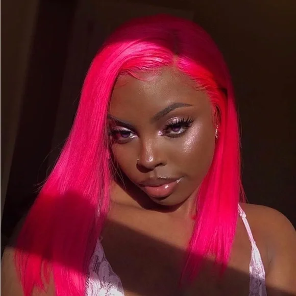 Long Pink Wigs -Pink lace Front Wigs